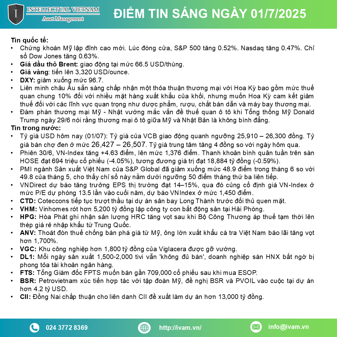 Điểm tin ngày 01 07